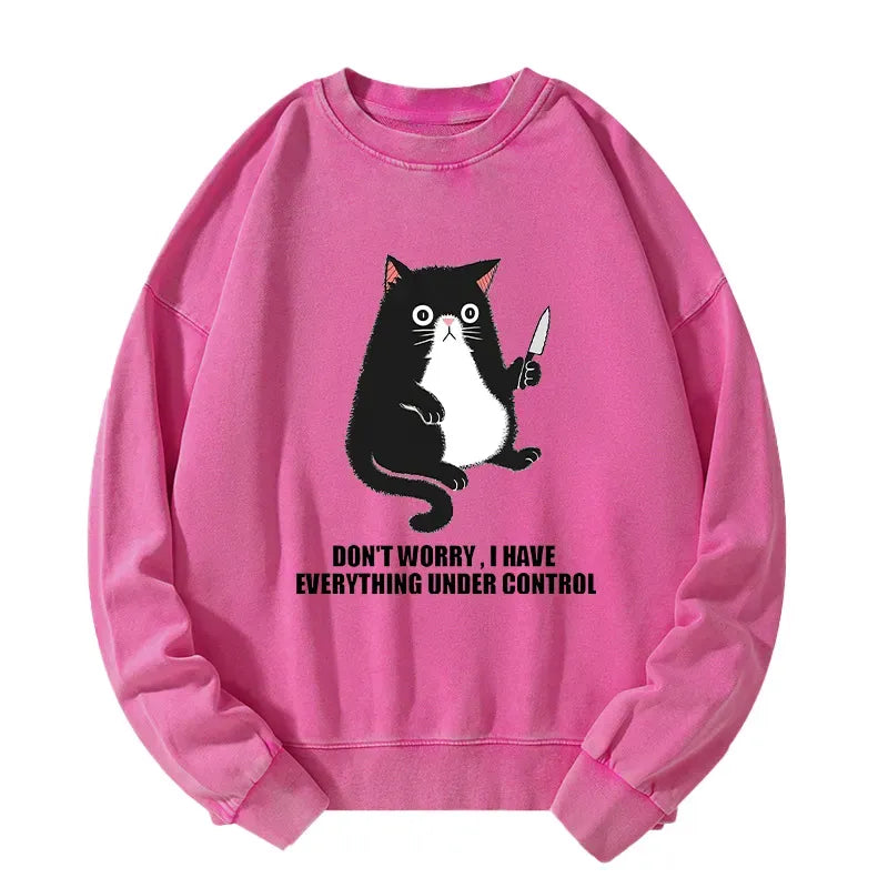 Don't Worry Cat Sweatshirt for Casual Wear