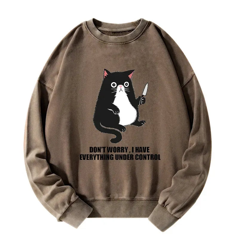 Kyoto-Lion Cat Said Don't Worry Washed Sweatshirt
