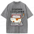 Kyoto-Lion Naughty Cat Japan Washed T-Shirt