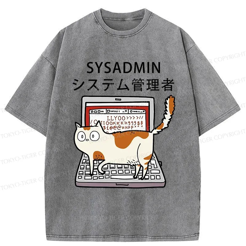 Kyoto-Lion Naughty Cat Japan Washed T-Shirt