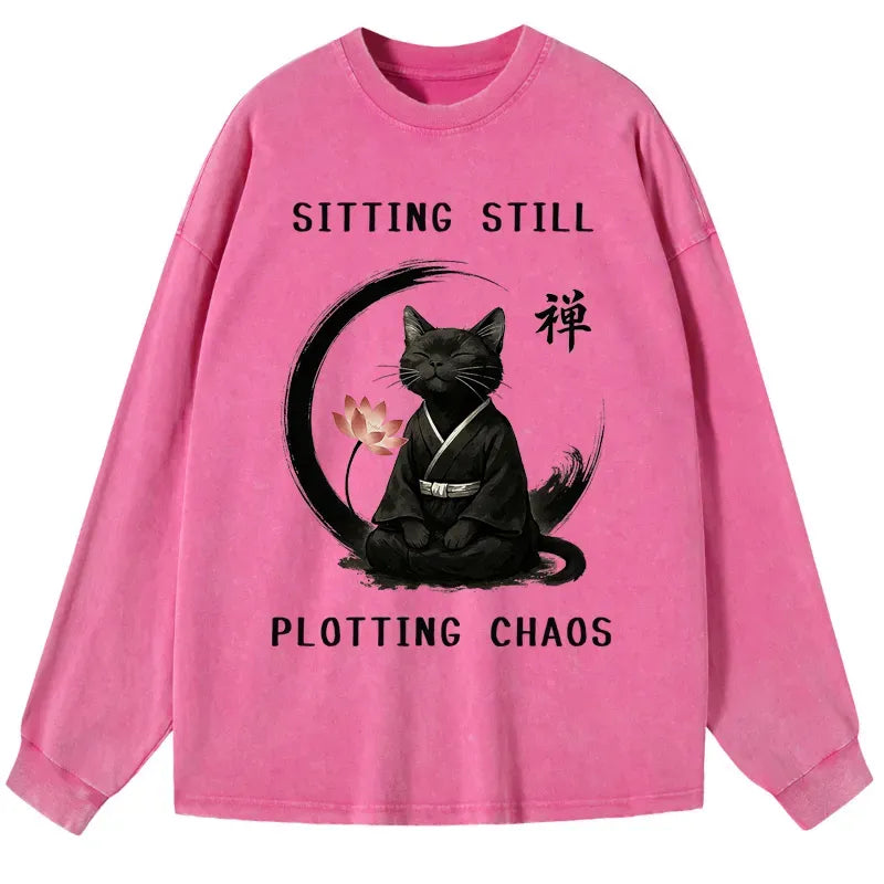 Japanese Zen Cat Long Sleeve T-Shirt