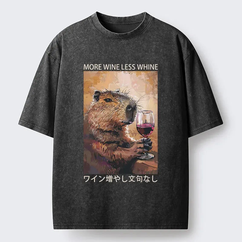 Kyoto-Lion More Wine Less Whine Japan Washed T-Shirt