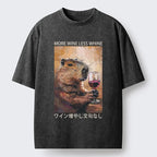 Kyoto-Lion More Wine Less Whine Japan Washed T-Shirt