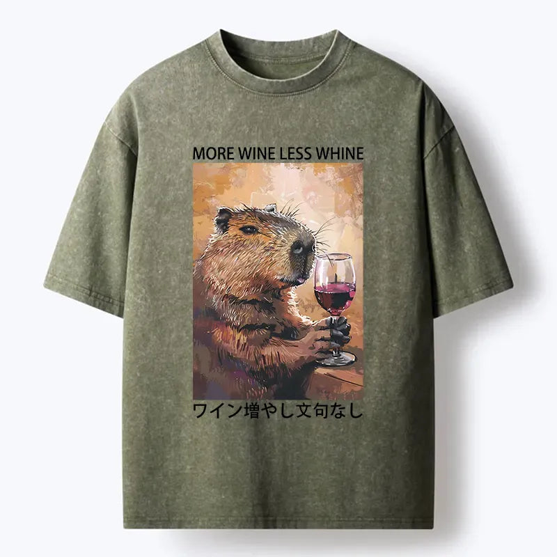 Kyoto-Lion More Wine Less Whine Japan Washed T-Shirt