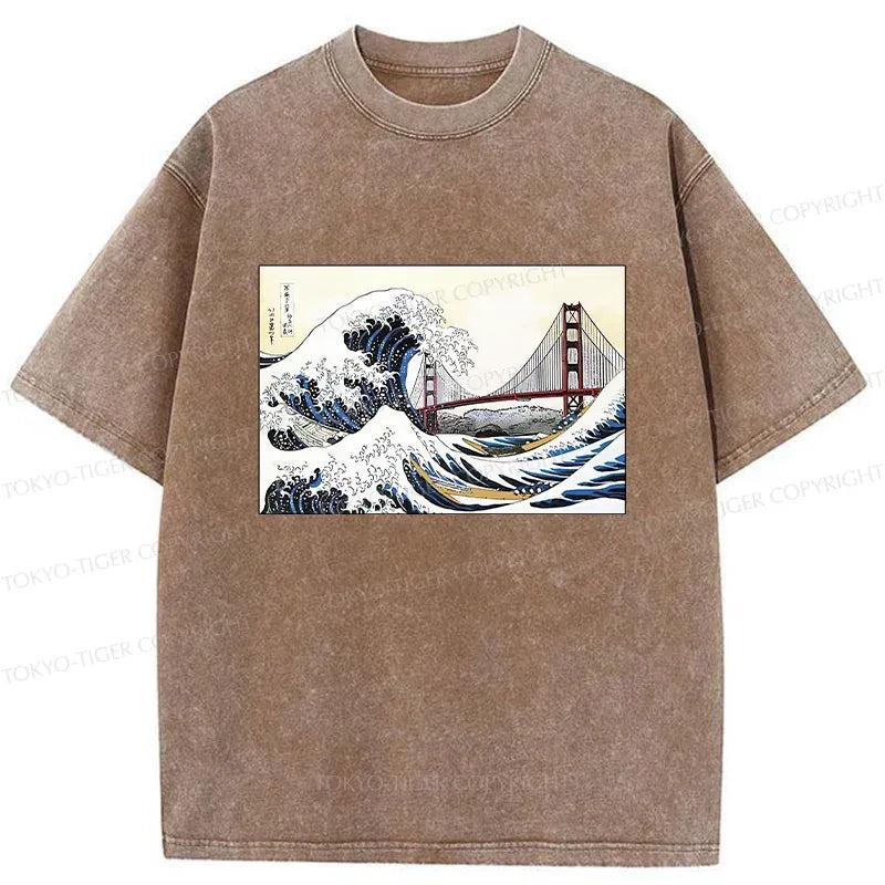 golden gate bridge ukiyo-e wave t-shirt