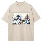 Kyoto-Lion Golden Gate Bridge And Waves Washed T-Shirt