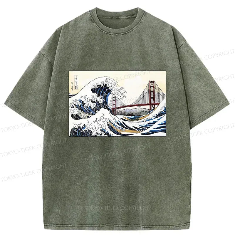 golden gate bridge ukiyo-e wave t-shirt