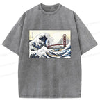 Kyoto-Lion Golden Gate Bridge And Waves Washed T-Shirt