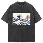 Kyoto-Lion Golden Gate Bridge And Waves Washed T-Shirt