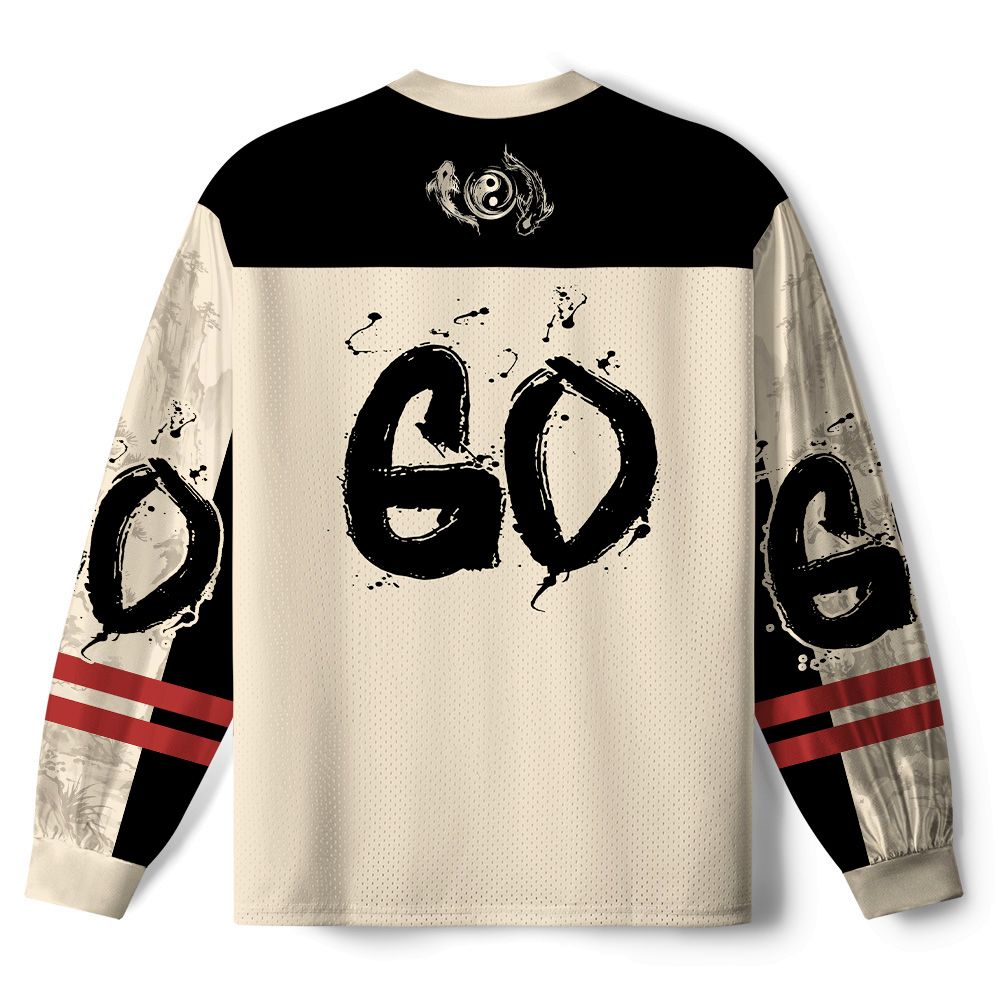 Kyoto-Lion Japanese Ink Art Capybara Samurai Paneled Long Sleeve Jersey
