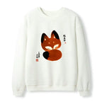 Kyoto-Lion Cute Fox Waffle Sweatshirt