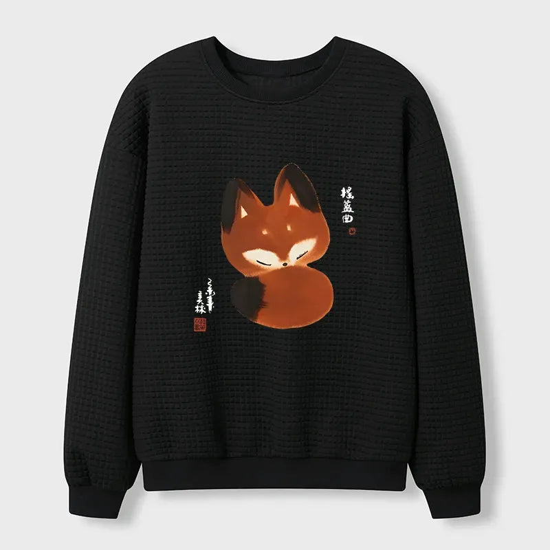 cute fox japanese waffle sweatshirt