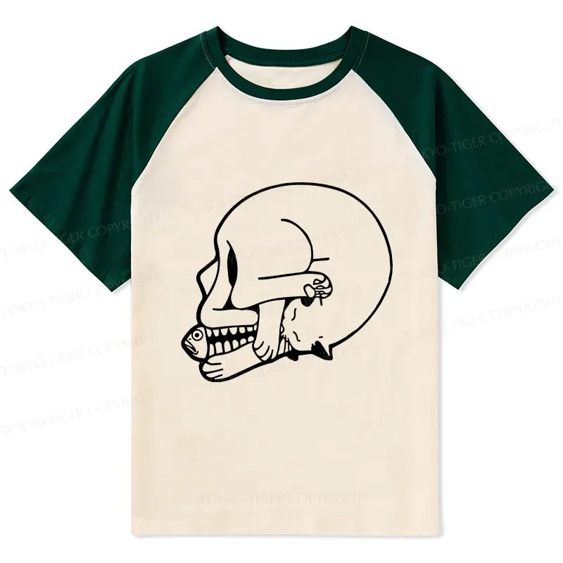 Funny Cat Raglan T-shirt for Summer