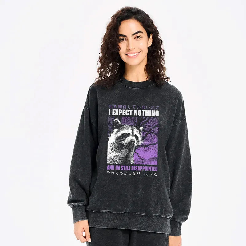 Kyoto-Lion Disappointed Raccoon Japanese Washed Sweatshirt