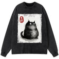 Vintage Japanese cat shirt for daily wear