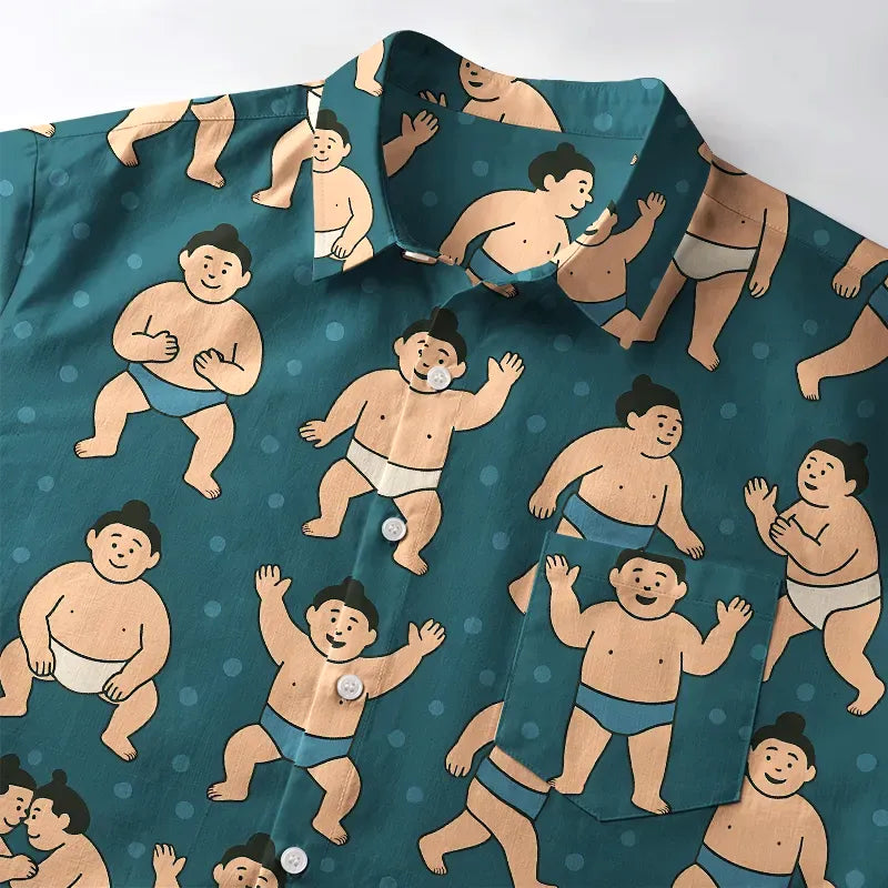 Japanese Sumo Wrestler Button-up Shirt