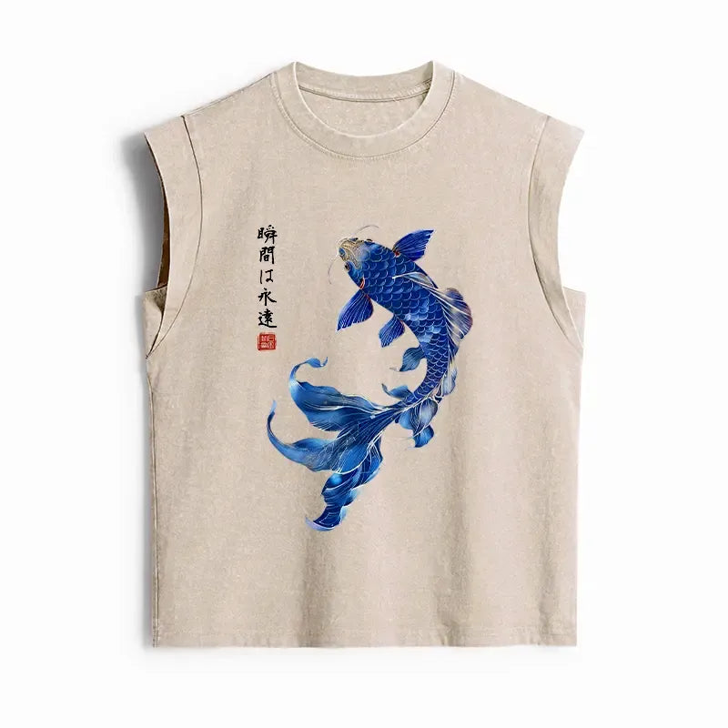 Japanese koi fish art tank top