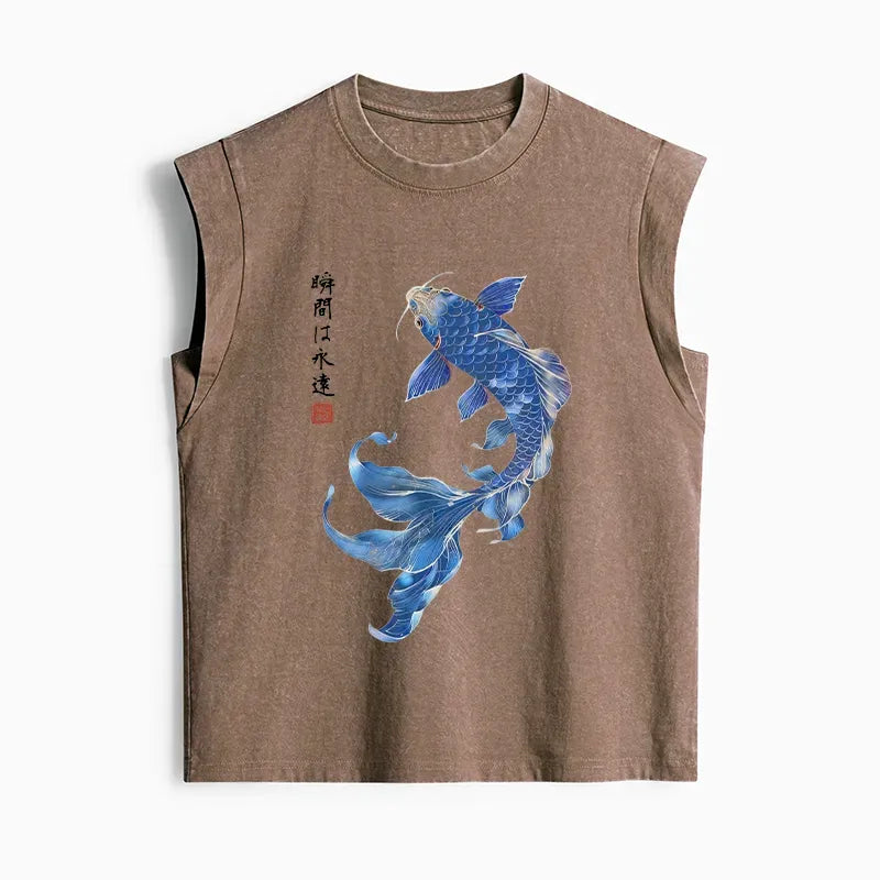 Japanese koi fish art tank top