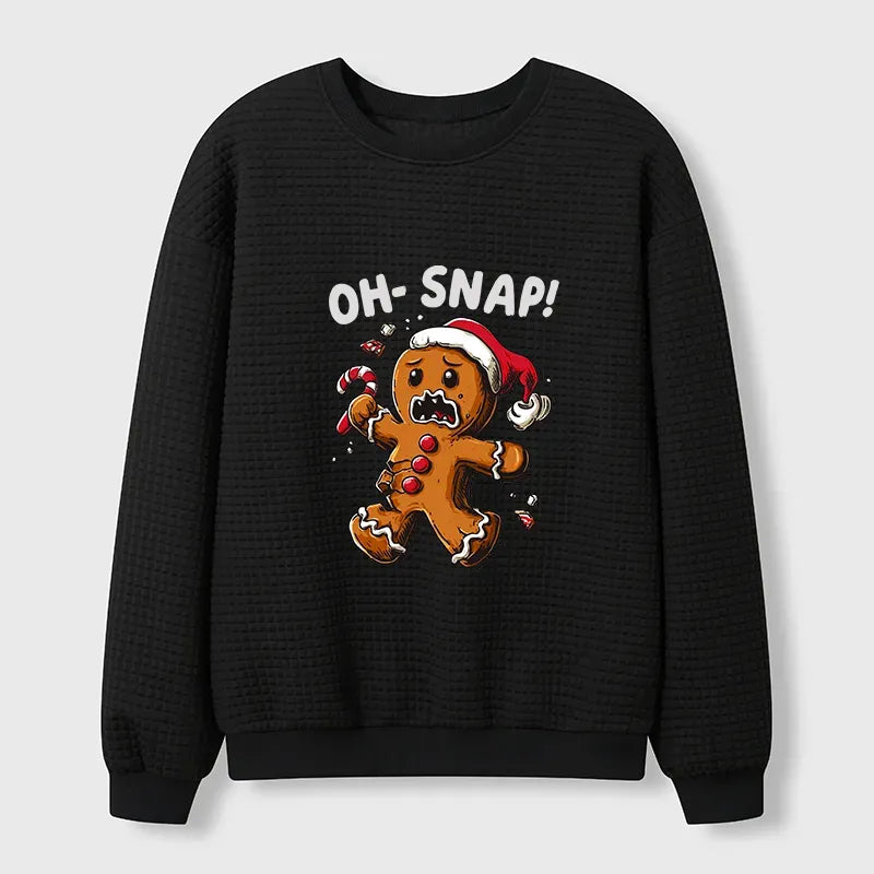 Kyoto-Lion Oh Snap The Gingerbread Man's Christmas Chaos Waffle Sweatshirt
