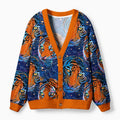 Kyoto-Lion Tiger: Aurora of the Wild Ugly Cardigan Sweater
