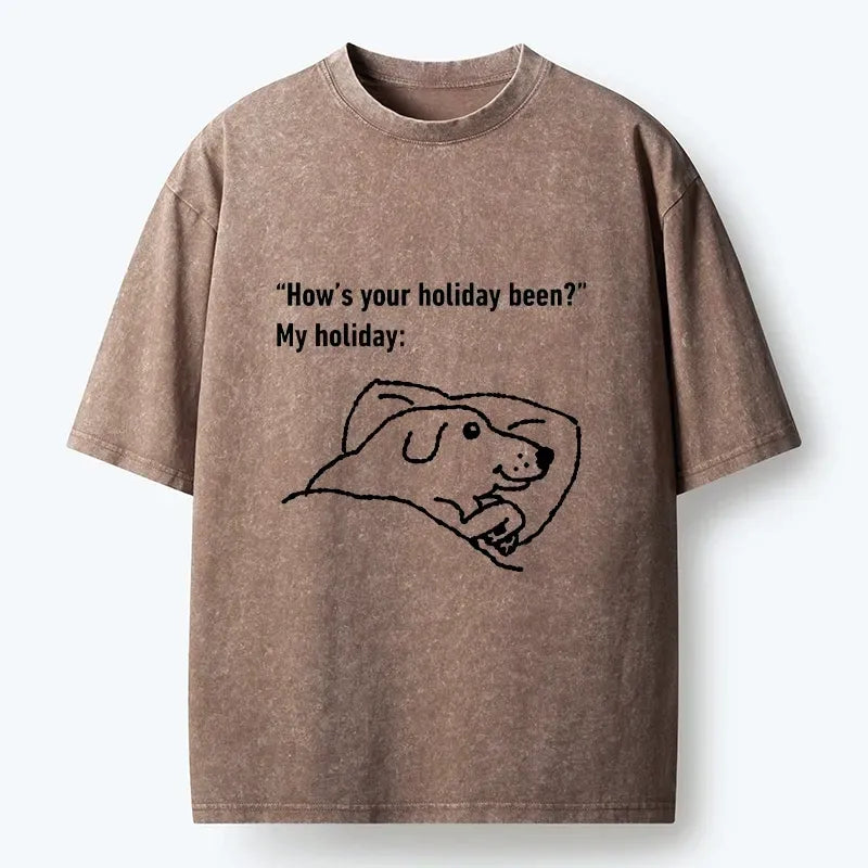 Tired Dog Washed T-Shirt for Daily Wear