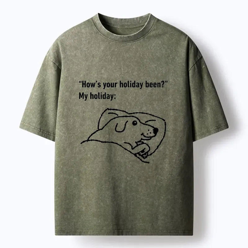 Tired Dog Washed T-Shirt for Daily Wear