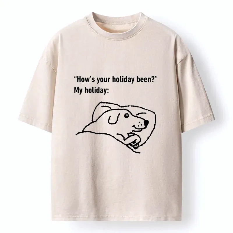 Tired Dog Washed T-Shirt for Daily Wear