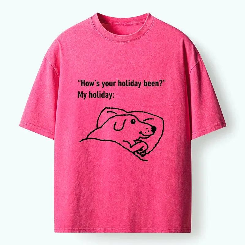 Tired Dog Washed T-Shirt for Daily Wear