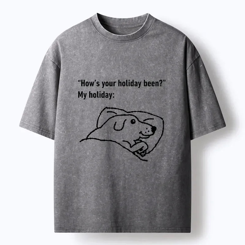 Tired Dog Washed T-Shirt for Daily Wear