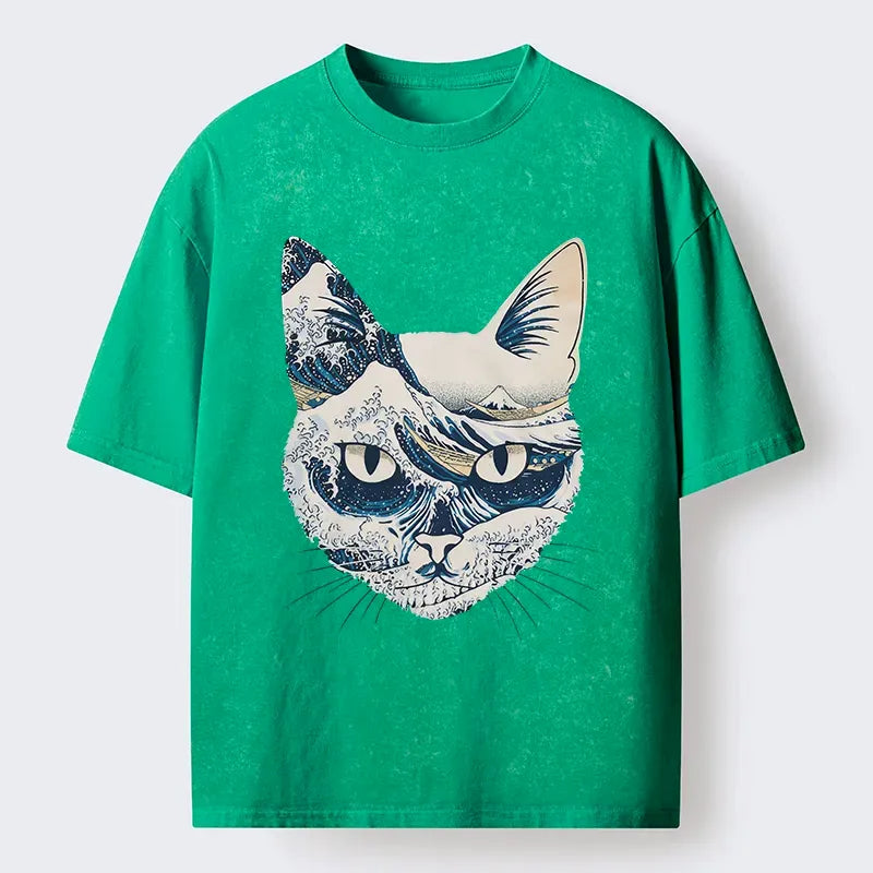 Washed Vintage Ukiyo-e Waves T-Shirt