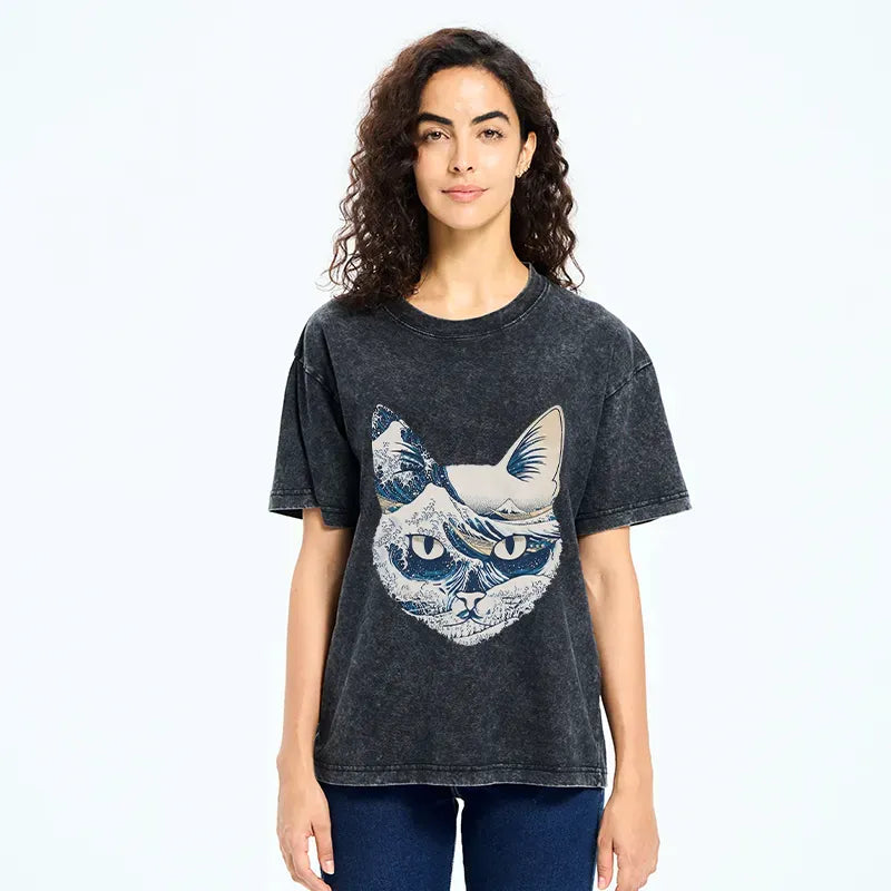 Japanese Woodblock Print Cat T-Shirt
