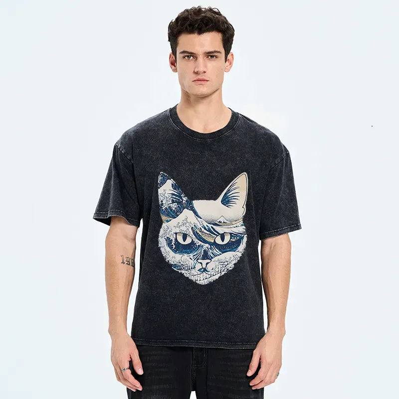 Washed Vintage Ukiyo-e Waves T-Shirt