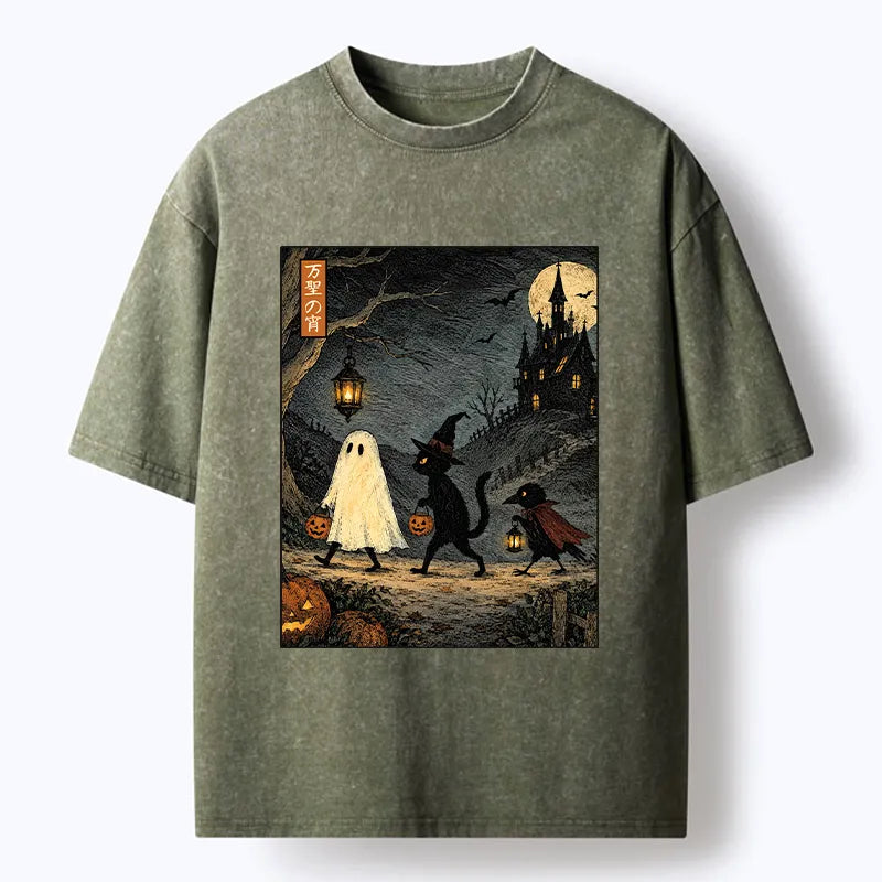 Kyoto-Lion Vintage Halloween Crew Washed T-Shirt