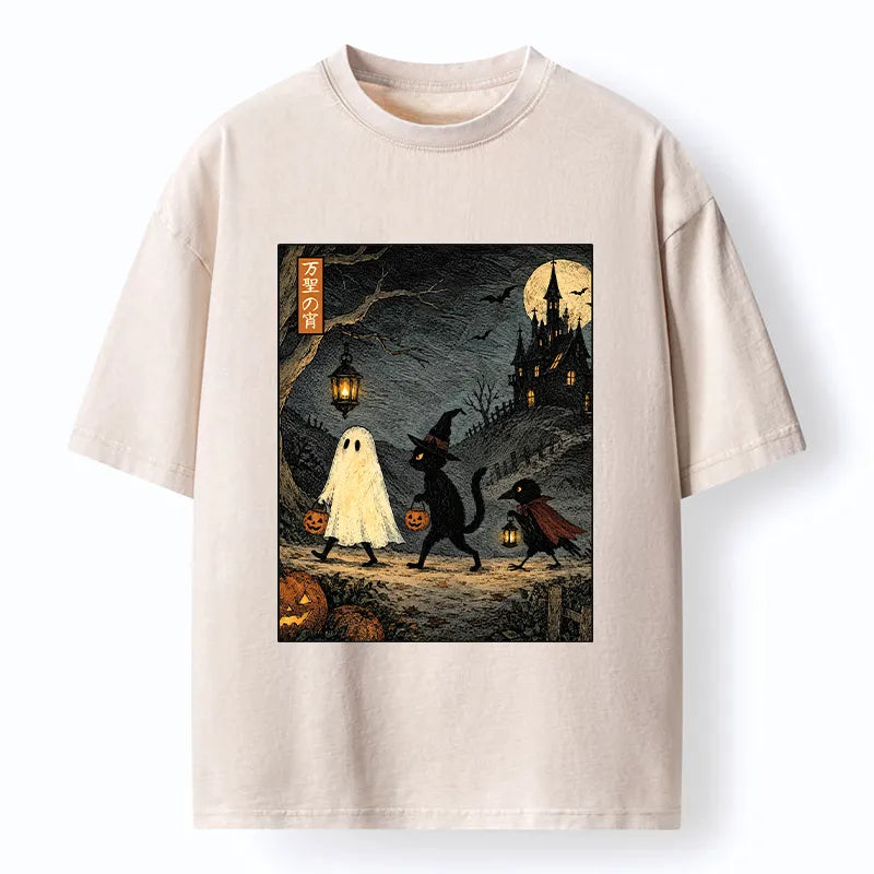 Kyoto-Lion Vintage Halloween Crew Washed T-Shirt