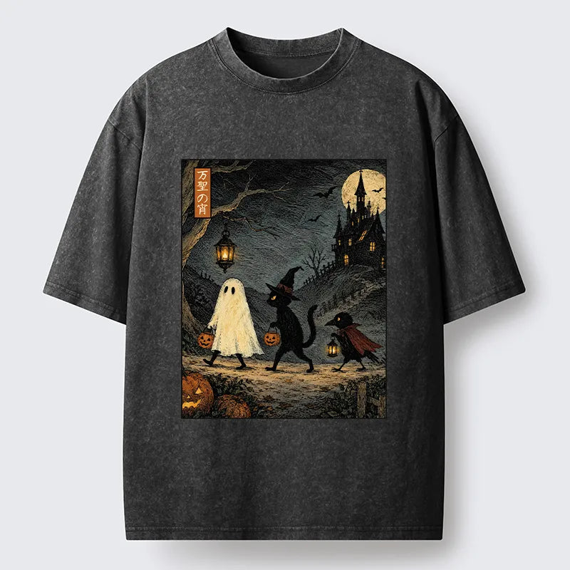 Kyoto-Lion Vintage Halloween Crew Washed T-Shirt