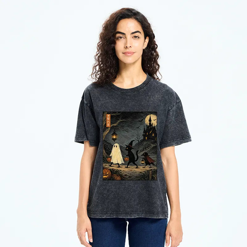 Kyoto-Lion Vintage Halloween Crew Washed T-Shirt