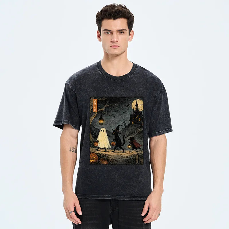 Kyoto-Lion Vintage Halloween Crew Washed T-Shirt