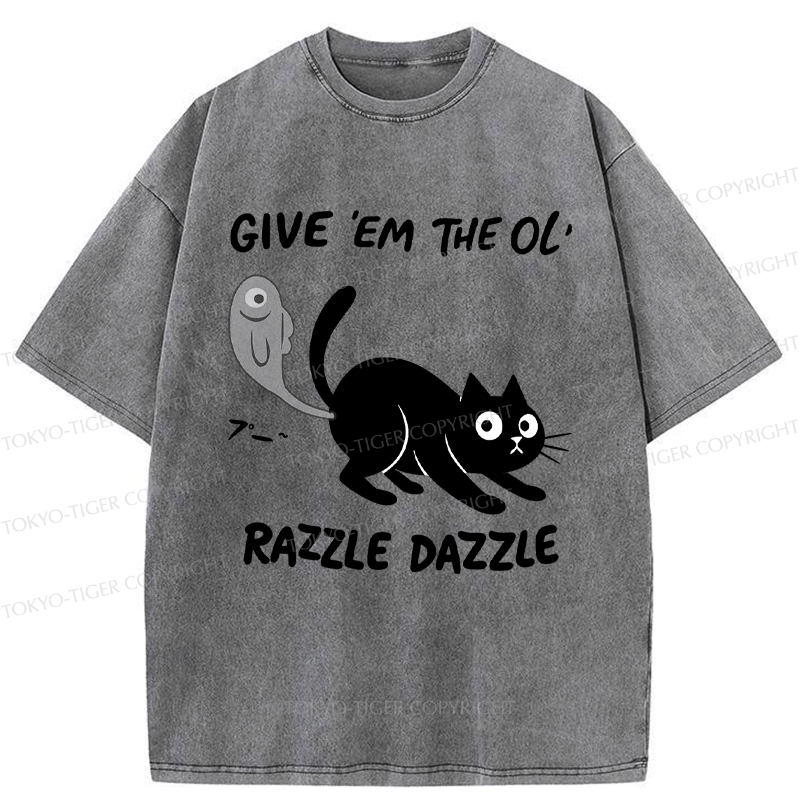 Kyoto-Lion Give 'Em the Ol' Funny Cat Washed T-Shirt