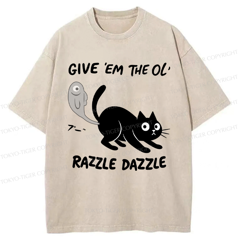 Kyoto-Lion Give 'Em the Ol' Funny Cat Washed T-Shirt