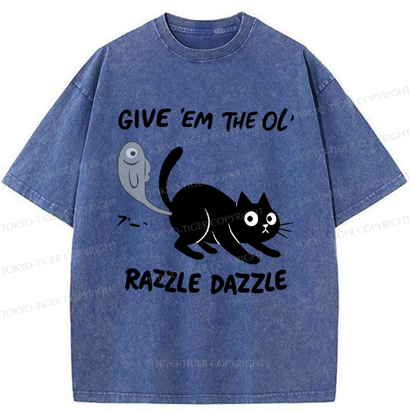 Kyoto-Lion Give 'Em the Ol' Funny Cat Washed T-Shirt