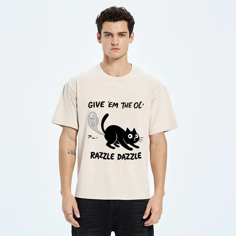 Washed Japanese Cat T-Shirt for Daily Wear