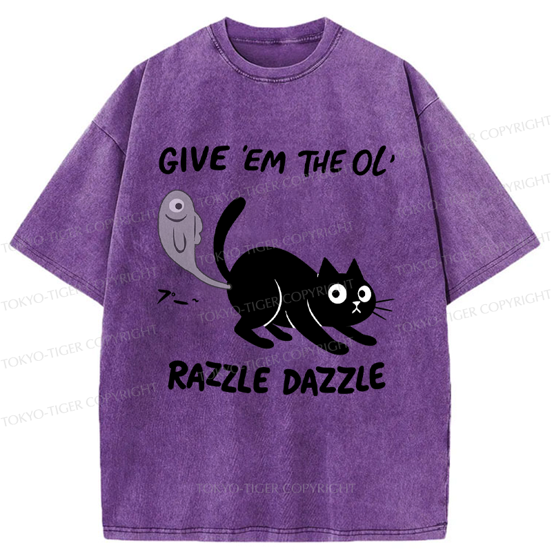 Kyoto-Lion Give 'Em the Ol' Funny Cat Washed T-Shirt