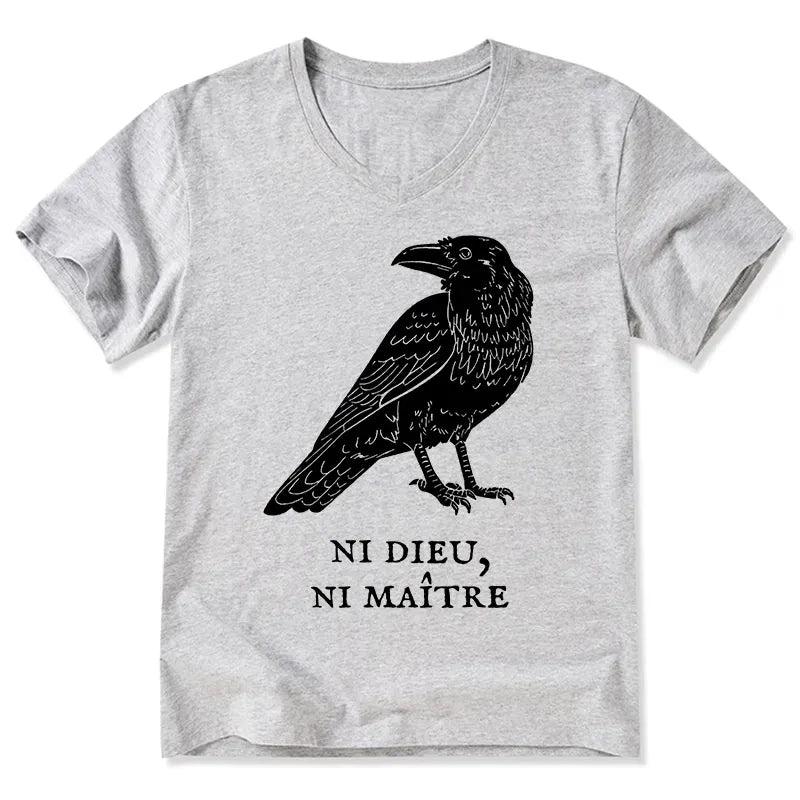 Crow V-Neck T-Shirt on Sale for Summer
