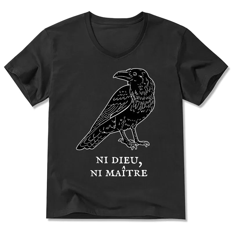 Japanese Crow V-Neck Tee for Anime Convention