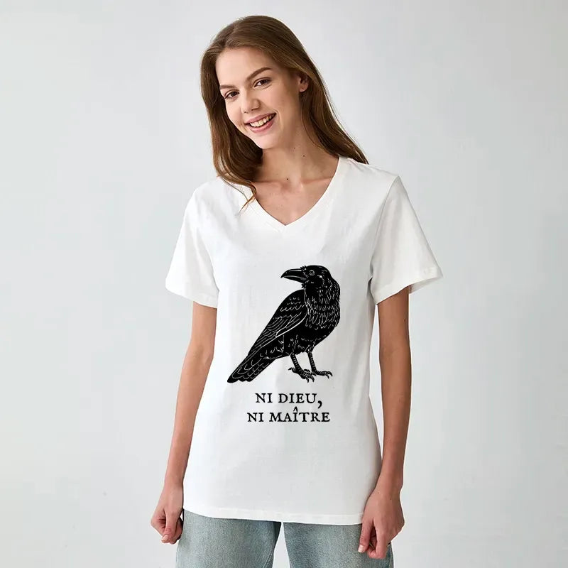 Crow V-Neck T-Shirt on Sale for Summer