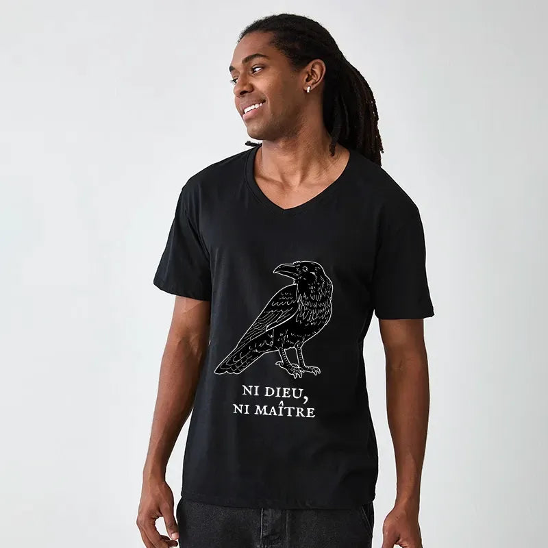 Crow V-Neck T-Shirt on Sale for Summer