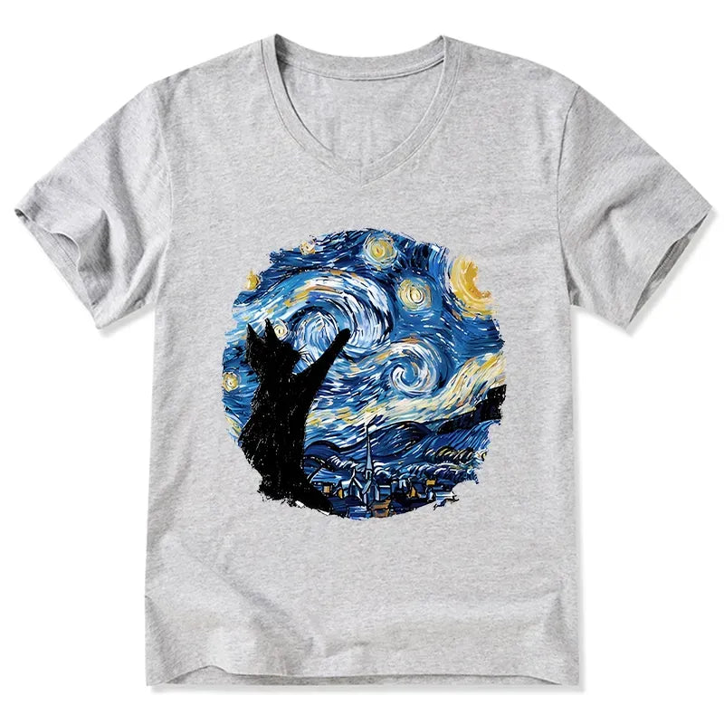 Starry Night Japanese T-Shirt for Streetwear