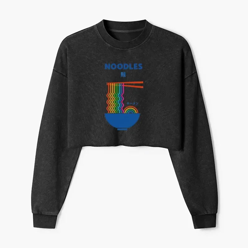Kyoto-Lion Rainbow Ramen Washed Crop Sweatshirt