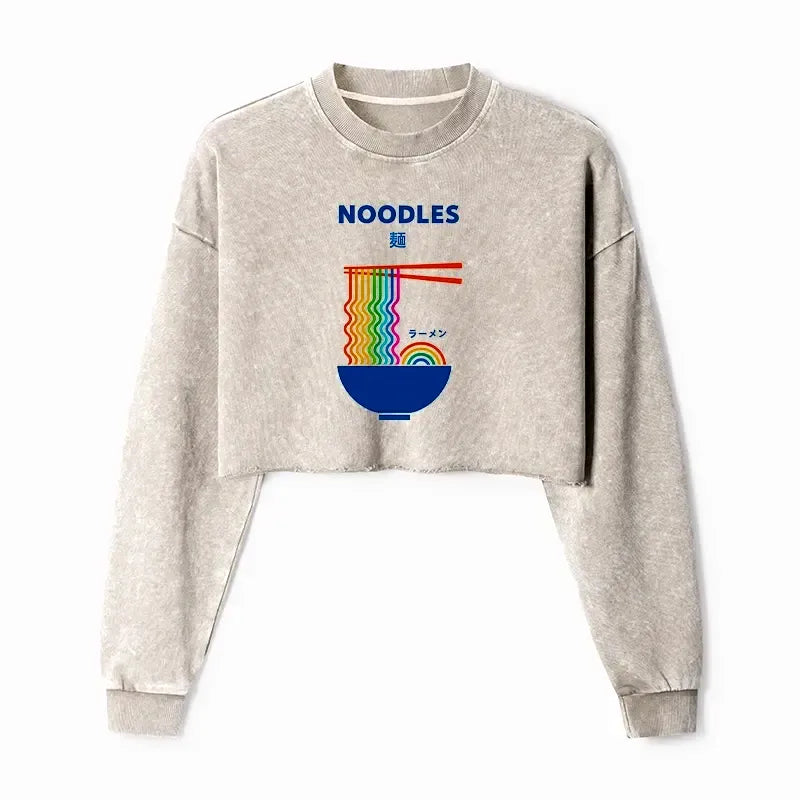 japanese washed crop sweatshirt for women