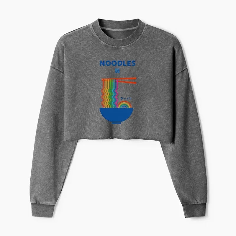 japanese washed crop sweatshirt for women